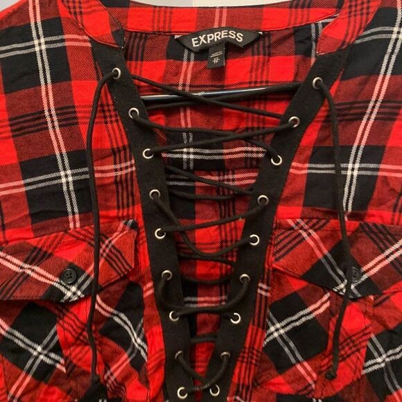Express Flannel With Lace Up Tie - Picture 4 of 5